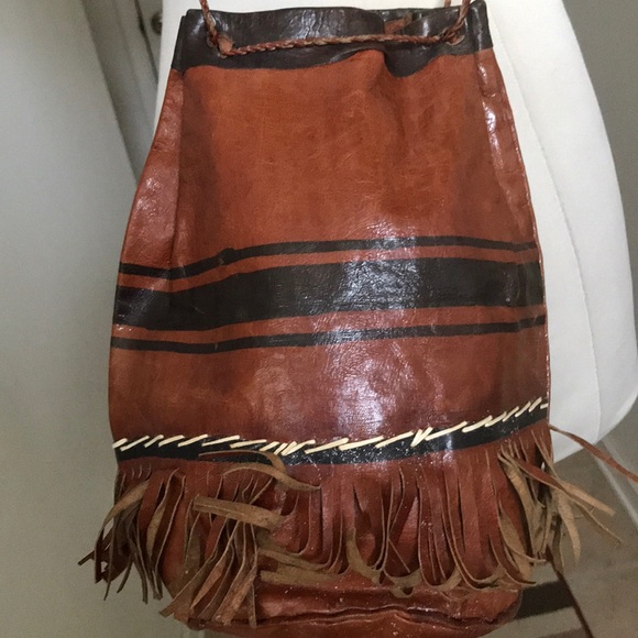 Vintage Handmade Leather drawstring Bag Small ๐ - Picture 3 of 8